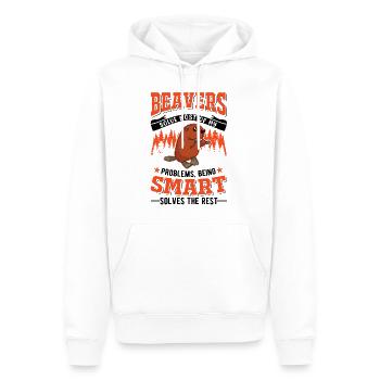 Biber Geschenk Biberdamm - Männer Premium Bio Hoodie - Weiß - Vorne - Nico (187cm)