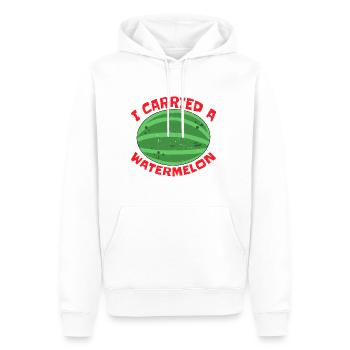 J’ai porté une pastèque 12 - Sweat à capuche Premium bio Homme - blanc - Devant - Nico (187cm)