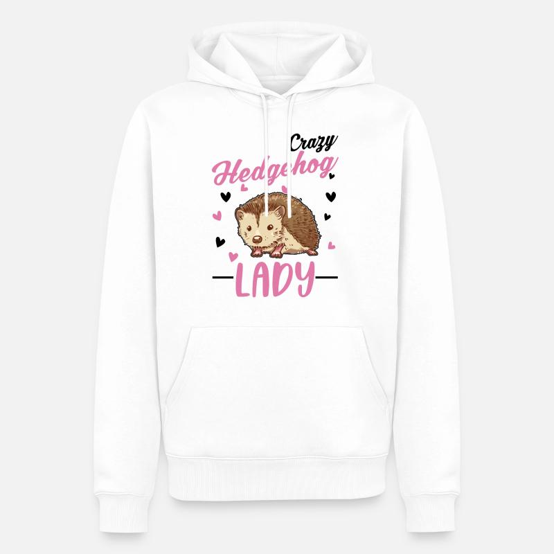 Crazy Hedgehog lady Igel Stacheligel - Männer Premium Bio Hoodie - Weiß