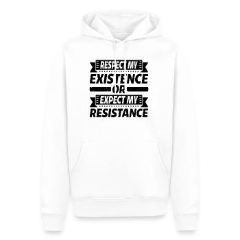 Respectez mon existence ou attendez ma résistance 17 - Sweat à capuche Premium bio Homme - blanc - Devant - Nico (187cm)