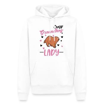 Marmotte folle Femme Crazy Groundhog dame - Sweat à capuche Premium bio Homme - blanc - Devant - Nico (187cm)