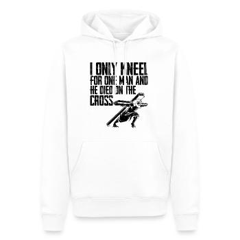 Je ne m’agenouille que pour un seul homme et il est mort sur la croix - Sweat à capuche Premium bio Homme - blanc - Devant - Nico (187cm)