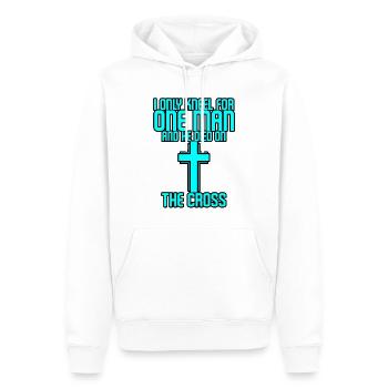 Je ne m’agenouille que pour un seul homme et il est mort sur la croix3 - Sweat à capuche Premium bio Homme - blanc - Devant - Nico (187cm)