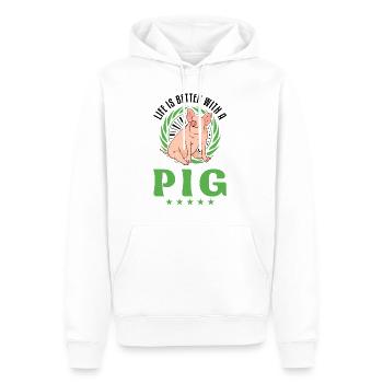 La vie est meilleure avec un éleveur de porcs - Sweat à capuche Premium bio Homme - blanc - Devant - Nico (187cm)