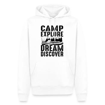 Camp Explore Dream Discover - Männer Premium Bio Hoodie - Weiß - Vorne - Nico (187cm)