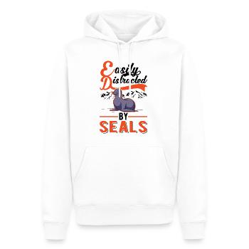 Easily distracted by Seal Robbe Sea Lion - Men’s Premium Organic Hoodie - white - Front - Nico (187cm)