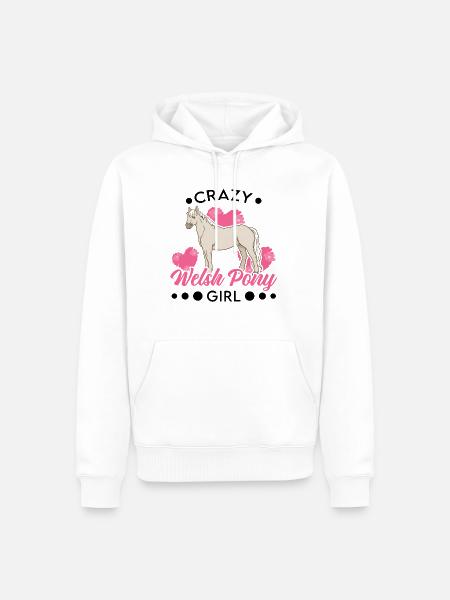 Poney fille galloise folle - Sweat à capuche Premium bio Homme - blanc