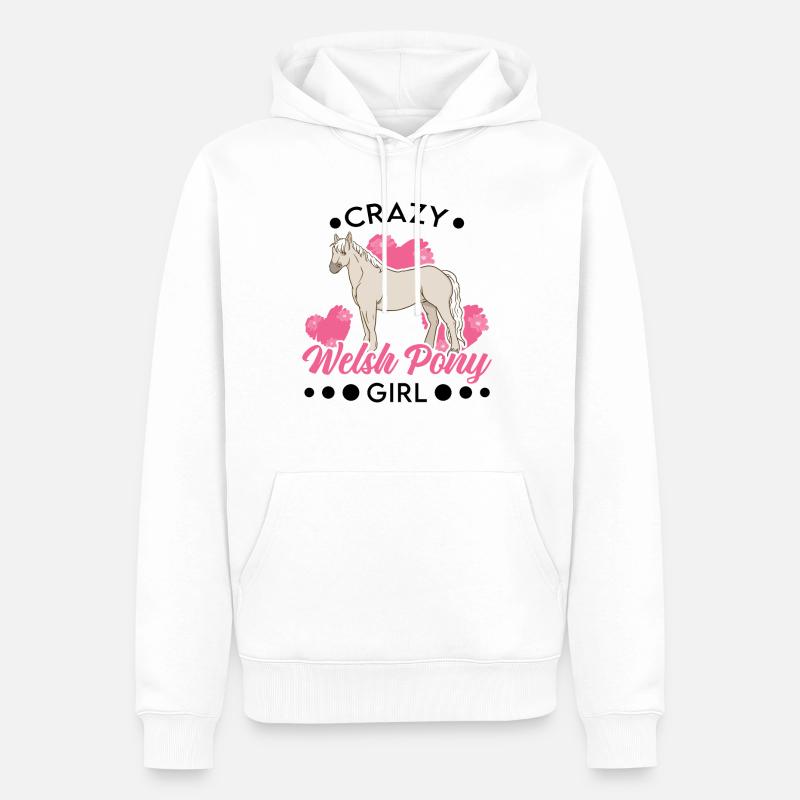 Verrücktes Welsh Pony Mädchen - Männer Premium Bio Hoodie - Weiß