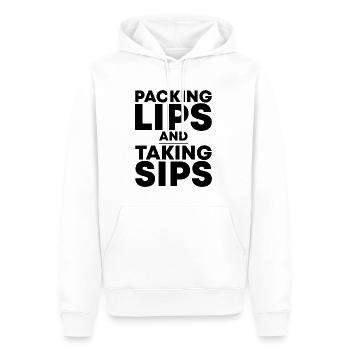 Emballer les lèvres et prendre des gorgées 2 - Sweat à capuche Premium bio Homme - blanc - Devant - Nico (187cm)