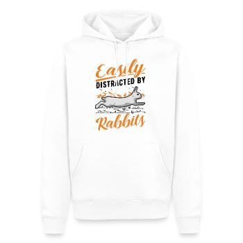 Facilement distrait par Rabbits Rabbit Rabbit - Sweat à capuche Premium bio Homme - blanc - Devant - Nico (187cm)