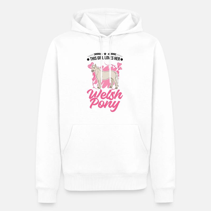 Welsh Pony Mädchen - Männer Premium Bio Hoodie - Weiß