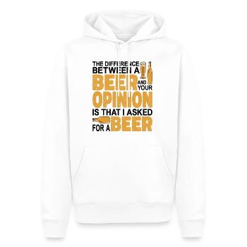 La différence entre une bière et votre opinion - Sweat à capuche Premium bio Homme - blanc - Devant - Nico (187cm)