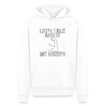 Let's Talk About My Biceps 2 - Männer Premium Bio Hoodie - Weiß - Vorne - Nico (187cm)