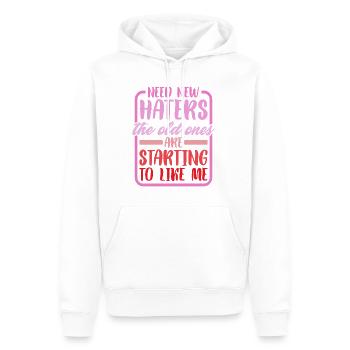 Besoin de nouveaux haineux, les anciens ont commencé à m’aimer 2 - Sweat à capuche Premium bio Homme - blanc - Devant - Nico (187cm)