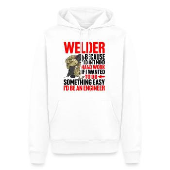 Welder, Because I Don't Mind Hard Work - Männer Premium Bio Hoodie - Weiß - Vorne - Nico (187cm)