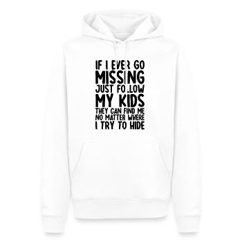 Si jamais je disparais, suivez simplement mes enfants 2 - Sweat à capuche Premium bio Homme - blanc - Devant - Nico (187cm)