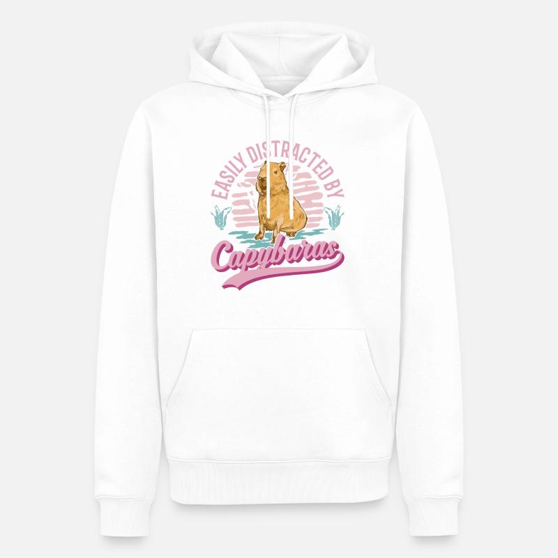Easily distracted by Capybaras - Männer Premium Bio Hoodie - Weiß