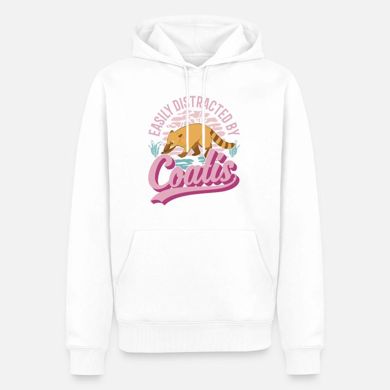 Facilement distrait par Coatis coati - Sweat à capuche Premium bio Homme - blanc