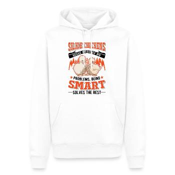 Cadeau Poulet Silkie Poulet Silkie Poulet Silkie - Sweat à capuche Premium bio Homme - blanc - Devant - Nico (187cm)