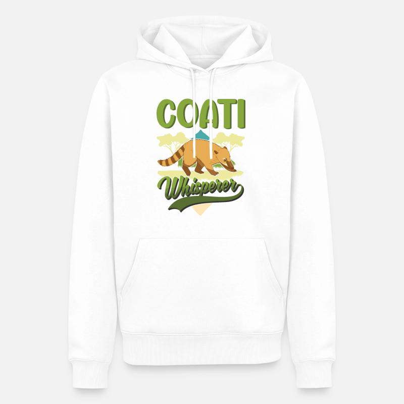 Coati Whisperer Proboscis Bear Coati - Sweat à capuche Premium bio Homme - blanc