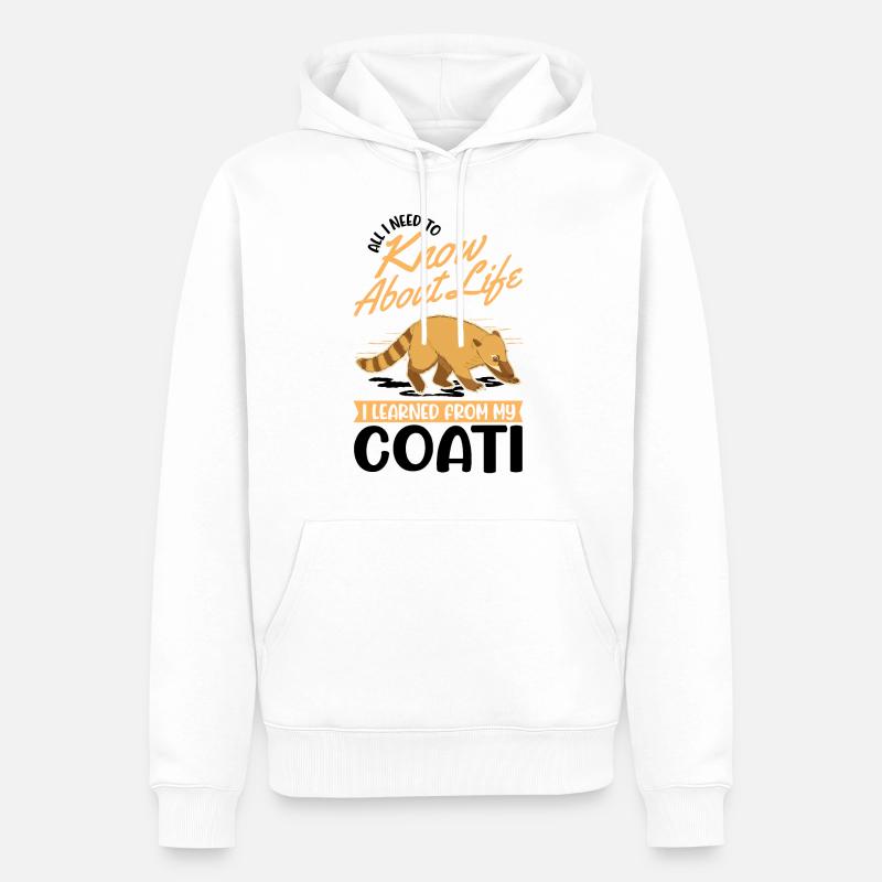 Coati Cadeau Proboscis Bear Coati - Sweat à capuche Premium bio Homme - blanc