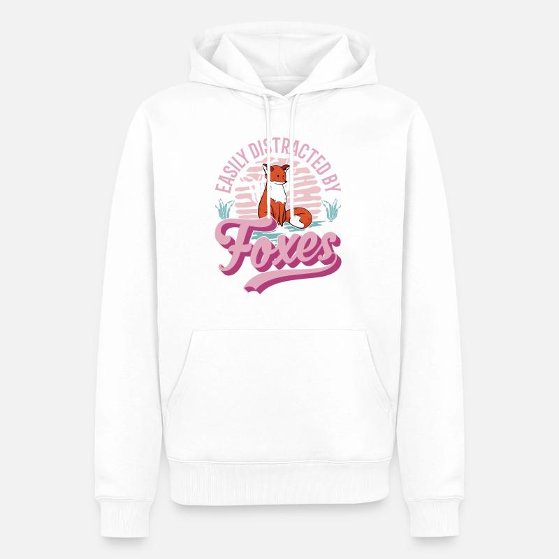 Easily distracted by Foxes Fuchs - Männer Premium Bio Hoodie - Weiß