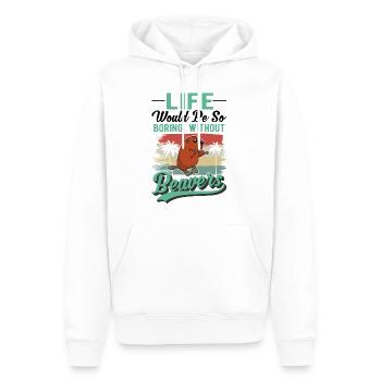 Biber Geschenk Biberdamm - Männer Premium Bio Hoodie - Weiß - Vorne - Nico (187cm)