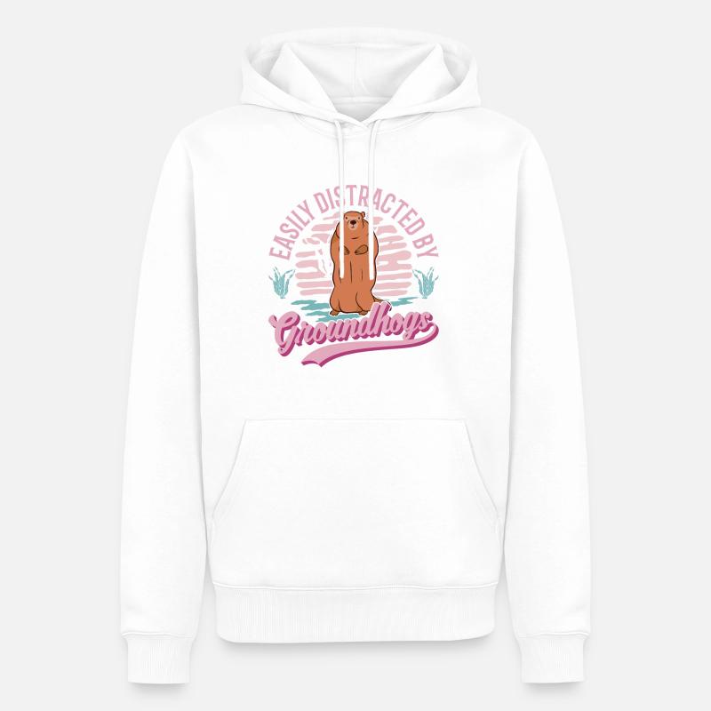 Murmeltier Groundhog Waldmurmeltier - Männer Premium Bio Hoodie - Weiß