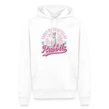 Easily distracted by Rabbits Rabbit - Men’s Premium Organic Hoodie - white - Front - Nico (187cm)