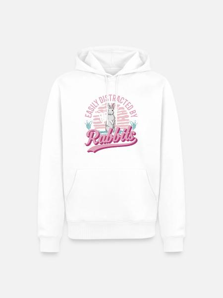 Snel afgeleid door Rabbits Rabbit - Mannen Premium Bio hoodie - wit