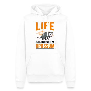 La vie est meilleure avec un opossum - Sweat à capuche Premium bio Homme - blanc - Devant - Nico (187cm)
