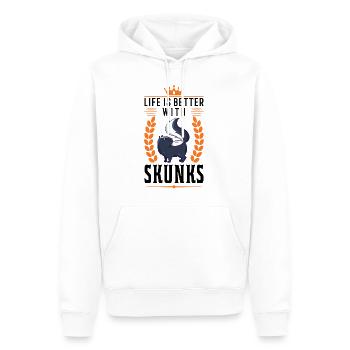La vie est meilleure avec une moufette - Sweat à capuche Premium bio Homme - blanc - Devant - Nico (187cm)