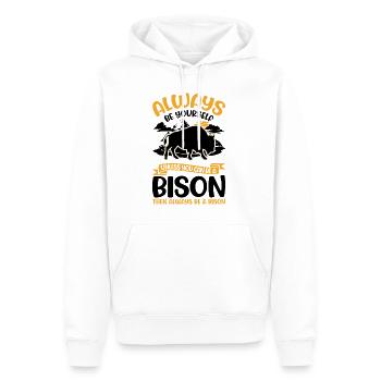 Soyez toujours vous-même Bison Buffle Büffel - Sweat à capuche Premium bio Homme - blanc - Devant - Nico (187cm)