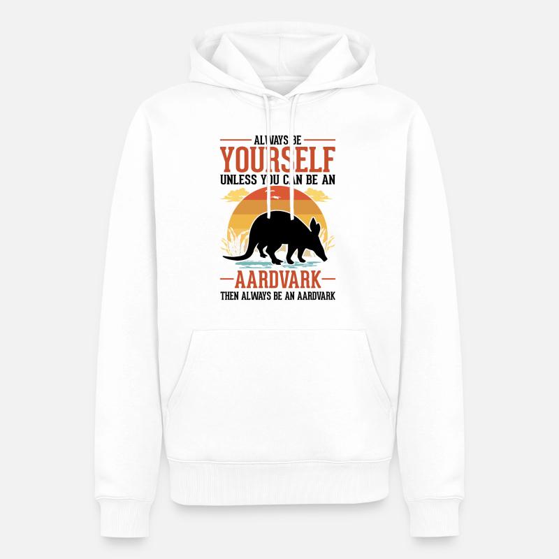 Sois toujours toi-même Aardvark Erdferkel - Sweat à capuche Premium bio Homme - blanc