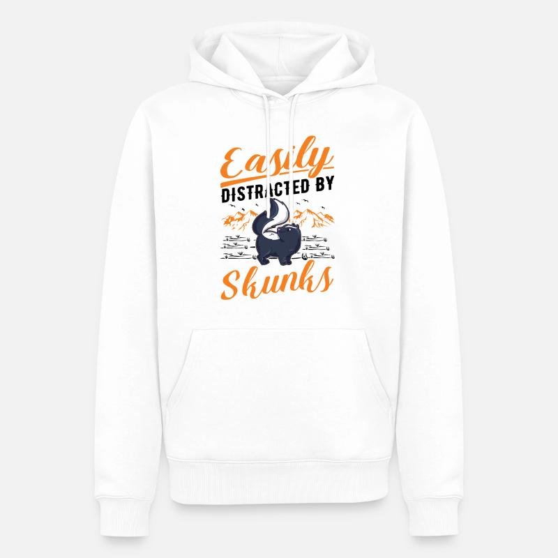 Facilement distrait par Skunks Skunk - Sweat à capuche Premium bio Homme - blanc