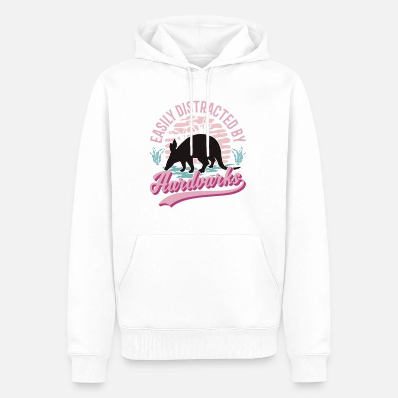 Easily distracted by Aardvarks Erdferkel - Männer Premium Bio Hoodie - Weiß