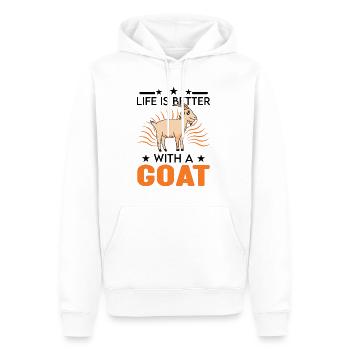 La vie est meilleure avec une chèvre - Sweat à capuche Premium bio Homme - blanc - Devant - Nico (187cm)