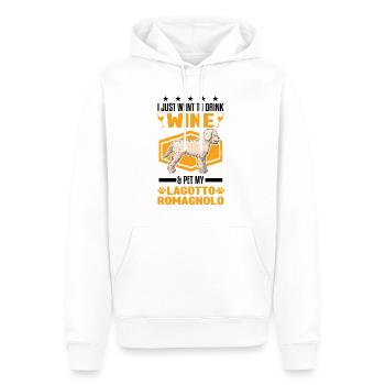 Lagotto Romagnolo et vin - Sweat à capuche Premium bio Homme - blanc - Devant - Nico (187cm)