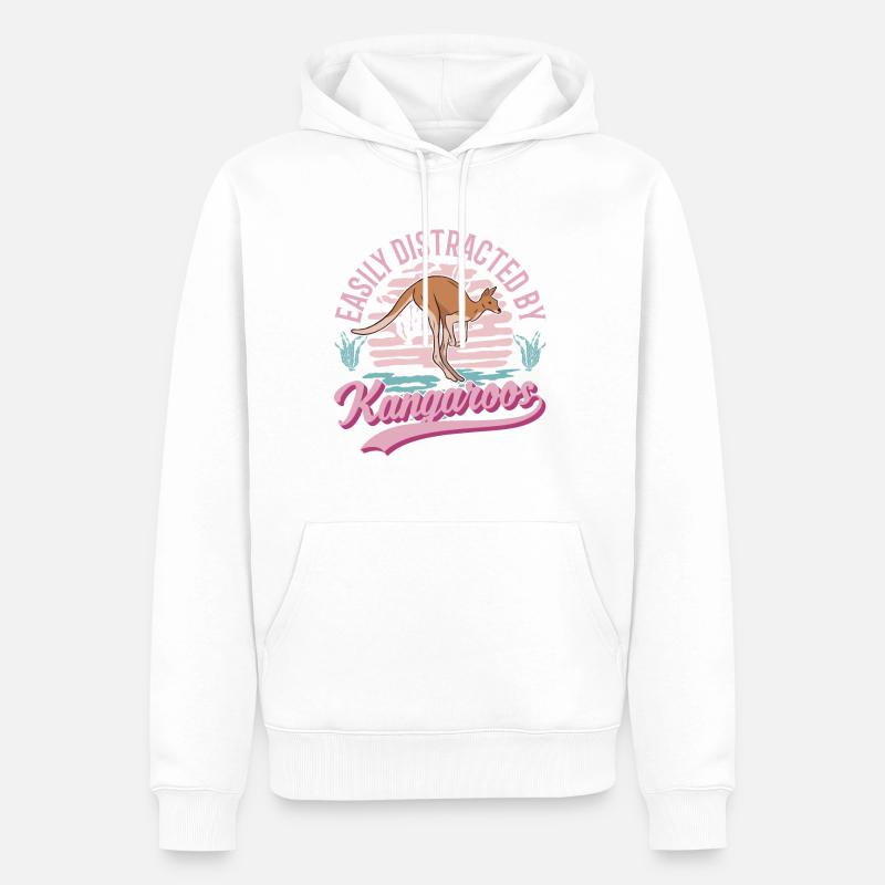 Easily distracted by Kangaroos Känguru - Männer Premium Bio Hoodie - Weiß