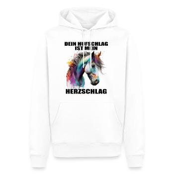 Pferde Herzschlag Reiten Hufe Hufeisen Herz Pony - Männer Premium Bio Hoodie - Weiß - Vorne - Nico (187cm)
