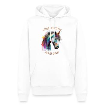 Pferde Sprüche Ohne Pferd ist alles doof - Männer Premium Bio Hoodie - Weiß - Vorne - Nico (187cm)