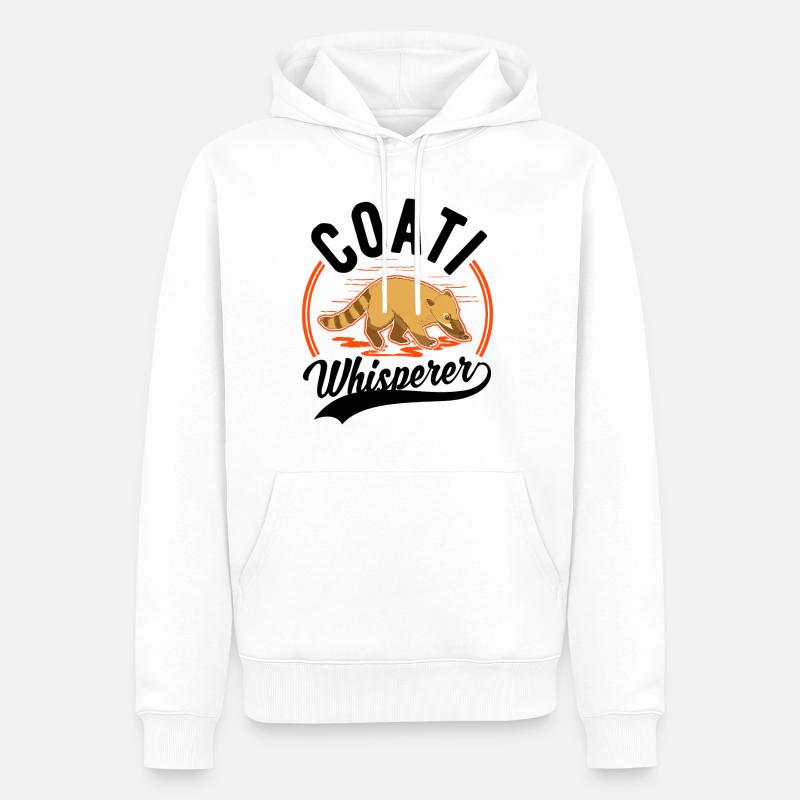 Coati Whisperer Proboscis Bear Coati - Sweat à capuche Premium bio Homme - blanc