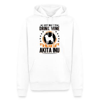 Akita Inu und Wein - Männer Premium Bio Hoodie - Weiß - Vorne - Nico (187cm)