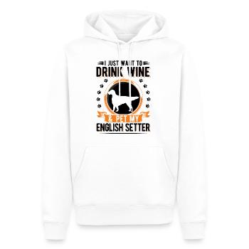 Setter anglais et Wine English Setter - Sweat à capuche Premium bio Homme - blanc - Devant - Nico (187cm)
