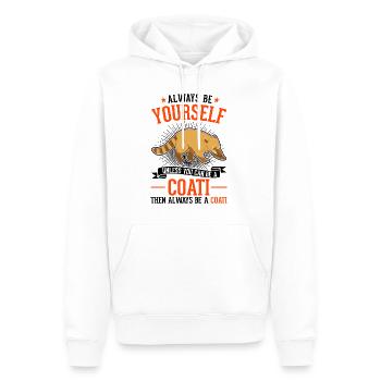 Always be yourself Coati Nasenbär - Men’s Premium Organic Hoodie - white - Front - Nico (187cm)