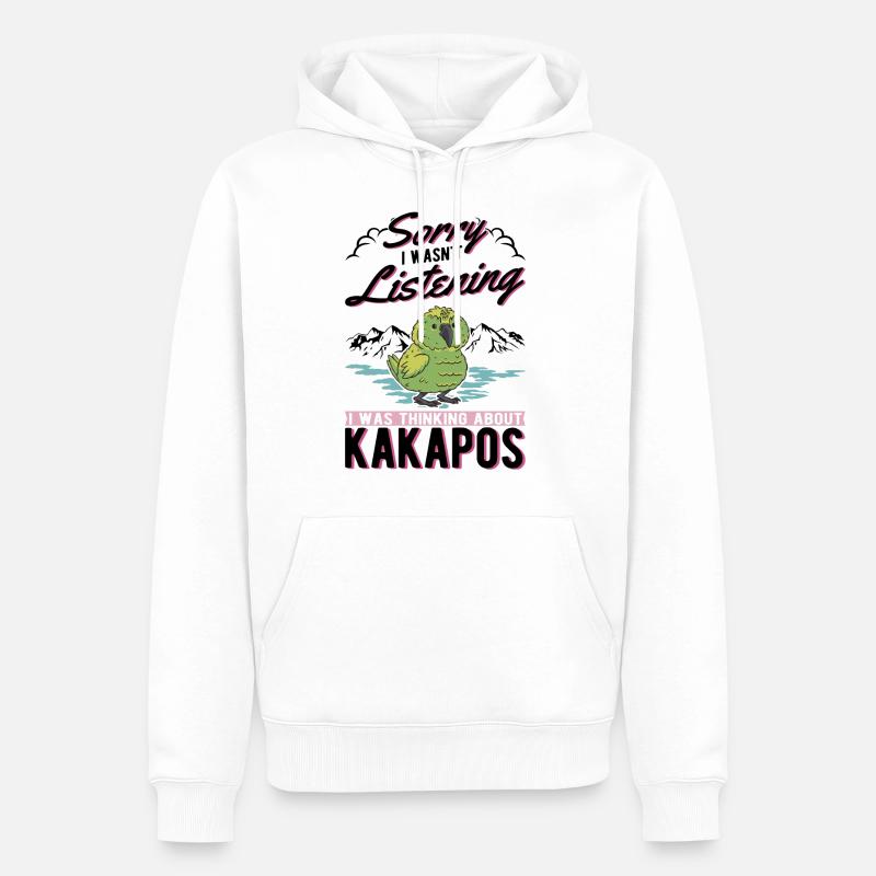 Kakapo Oiseau Perroquet de nuit - Sweat à capuche Premium bio Homme - blanc