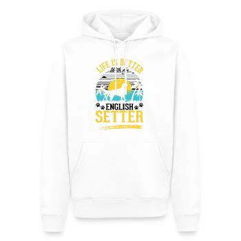 La vie est meilleure avec English Setter - Sweat à capuche Premium bio Homme - blanc - Devant - Nico (187cm)