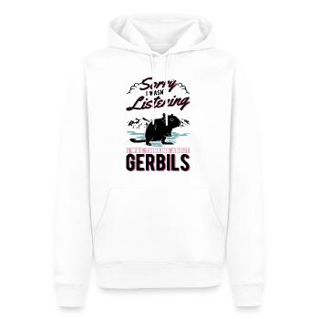 Gerbille Cadeau Rat de course mongol Gerbille - Sweat à capuche Premium bio Homme - blanc - Devant - Nico (187cm)