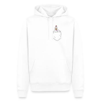 Hühner in Brusttasche Landwirt - Männer Premium Bio Hoodie - Weiß - Vorne - Nico (187cm)