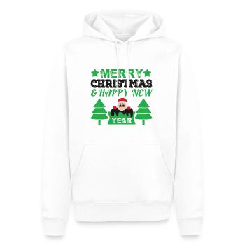 Joyeux Noël et Joyeux réveillon de Noël - Sweat à capuche Premium bio Homme - blanc - Devant - Nico (187cm)